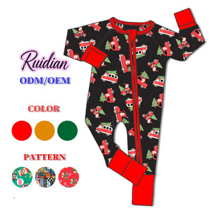 Pijamas de Bambú Navideños para Niños, Mameluco con <span class=keywords><strong>Pies</strong></span> para Bebés, Conjuntos de Bodys Unisex para Recién Nacidos de 0 a 3 Meses, Cierre de Cremallera Bidireccional - Product Image 4