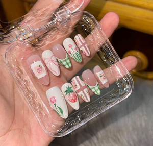 Betifnail – Nouveauté : Ongles artificiels faits main pour femme, style fruits frais 3D, <span class=keywords><strong>manucure</strong></span> personnalisée, <span class=keywords><strong>French</strong></span> press, amande, stiletto, acrylique - Product Image 2