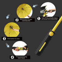 Parapluie de golf personnalisé en usine OEM ODM, grand, durable, double couche, en plastique noir, à long manche droit, avec LOGO