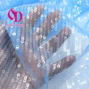 Maille brodée translucide en tissu à paillettes <span class=keywords><strong>bleu</strong></span> royal 100% polyester pour gilet et costume pour garçons - Product Image 4