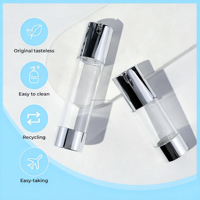Botol Pompa Airless Silinder Plastik Perak 15ml 30ml 50ml untuk Serum Perawatan Kulit Krim Kosmetik Dispenser Ukuran Perjalanan