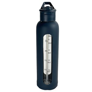 Bouteille d'eau en verre de 750 ml avec paille en silicone et manchon en silicone intégral - Product Image 4