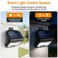 Lampu Dinding Tenaga Surya Lipat Dapat Diisi Ulang Sensor Gerak PIR 3 Mode IP65 Tahan Air Lampu Keamanan LED Luar Ruangan Teras Taman
