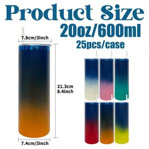 Tazas de Café de Acero Inoxidable con Aislamiento al Vacío, 20 oz, Color Azul Real Degradado, con Tapa Deslizante para Grabado Láser, RTS - Product Image 4
