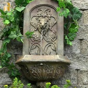 Escultura de fuente de pared con cabeza de león de bronce antiguo para decoración del hogar personalizada clásica