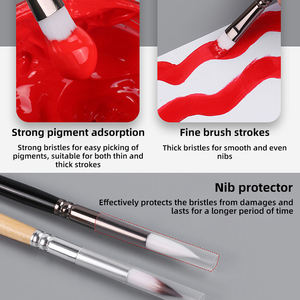 Panwenbo, nuevo producto, 9 Uds., juego <span class=keywords><strong>de</strong></span> pinceles para pintar artistas con mango <span class=keywords><strong>de</strong></span> madera, mezcla <span class=keywords><strong>de</strong></span> pinceles con forma <span class=keywords><strong>de</strong></span> pelo - Product Image 4