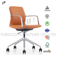 FURICCO – chaise de bureau en cuir véritable au Design Simple, chaise pivotante pour le personnel, chaise à dossier moyen pour les visiteurs, pour les meubles de salle d'attente