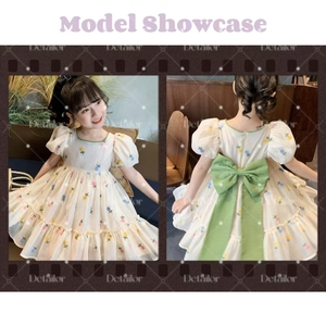 Vestido para niños y niñas <span class=keywords><strong>con</strong></span> bordado de flores, mangas abullonadas, escote cuadrado, adecuado para salidas o reuniones diarias - Product Image 4