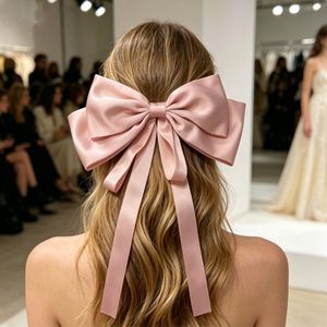 Pinza de pelo grande con lazo, estilo coreano, de alta gama, pinza para la parte trasera de la cabeza, pinza de resorte, accesorio elegante para el cabello, venta al por mayor para mujeres. - Product Image 3