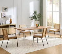 Chaises de salle à manger en tissu au design moderne, vente chaude, démontables, dossier en rotin respirant, chaise de salon, meubles de maison
