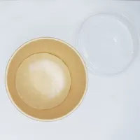 Маленькая чашка для мороженого с ложкой, Салатница, чаша из коричневой крафтовой бумаги от производителя на вынос, бумажная чаша на заказ, чаша из крафтовой бумаги с крышкой