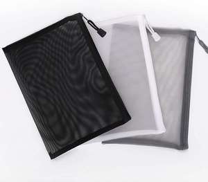 Reusable Nylon Mesh Zipper Pouch Travel Essentials Organizer Lightweight Plastic Zip File <b>Folders</b> with Lanyard Makeup Storage - Product Image 2