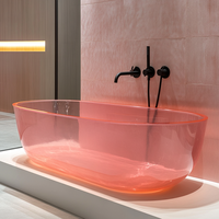 Fournisseur professionnel de baignoires sur mesure en résine transparente pure pour hôtels de luxe et complexes hôteliers – Baignoire autoportante transparente