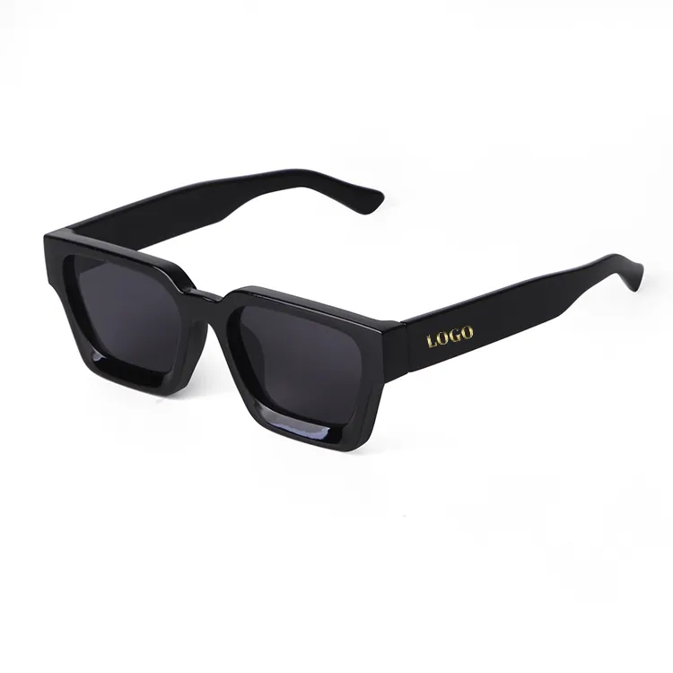 2024 Nieuwste Vintage Retro Custom Logo Zonnebril Luxe Hoge Kwaliteit Vierkante Tinten Zwarte Zonnebril Mannen Vrouwen Oculos De Sol