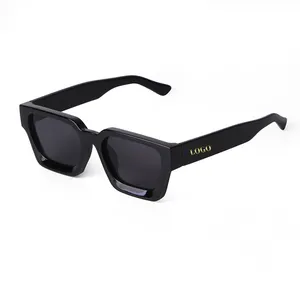 2024 Newest Vintage Retro Custom Logo Sun Glasses Luxury High Quality Square Shades Black Sunglasses Men Women Oculos De Sol