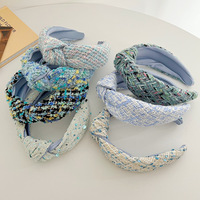 Blue Ocean Series Noeud de laine Accessoires de cheveux classiques Mode Rétro Bandeau coréen Fille Accessoires de cheveux