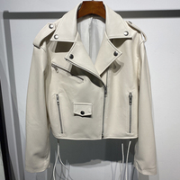 Veste de moto asymétrique pour femme, courte et ajustée, en cuir d'agneau véritable, pour l'automne