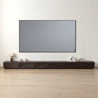 Meuble TV moderne en bois massif Console de stockage multimédia de salon à motifs géométriques foncés réglable avec lumière pour un usage domestique