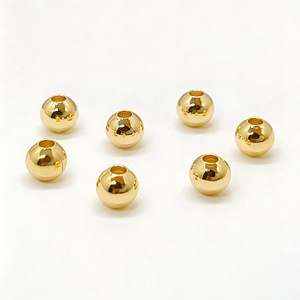 18k Gold Plated <b>Copper</b> Round Beads 6mm Loose Spacer Beads For <b>Bracelet</b> Making DIY Jewelry Components - Product Image 2
