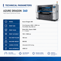 Imprimante cylindrique UV Azure Dragon 360 avec Ricoh G5i Epson I1600 pour l'impression en relief 3D sur bouteille, tasse, balle, céramique