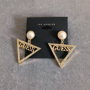 Pendientes <span class=keywords><strong>de</strong></span> Diseño <span class=keywords><strong>de</strong></span> Marca <span class=keywords><strong>de</strong></span> Moda, Largos y Circulares, con Pedrería, Letra Hueca, para Mujer - Product Image 4