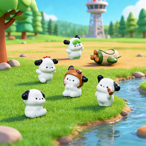 Figurines de chiens miniatures en résine Kawaii, ornements mignons de chiots de dessin animé pour micro-paysages, jardins féériques, décoration de bureau et de maison DIY - Product Image 1