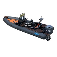 Bateau semi-rigide Hedia 650M 21FT en aluminium, Hypalon ou PVC, avec cabine, hors-bord, bateau de pêche gonflable, sauvetage, plongée