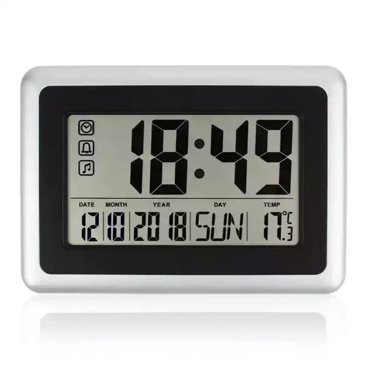 Hot Sale Atomic Digital Wall Clock with Indoor Temperature Calendar Snooze Function