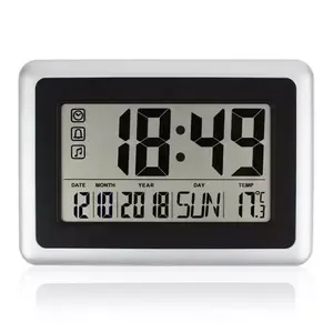 Vendita calda orologio da parete atomico digitale con temperatura interna, calendario, funzione Snooze