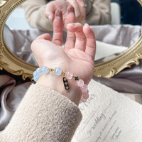 Bracelet aigue-marine naturelle, pièces, perles en pierre naturelle, madagasque rose, cristal, ornement, DIY, vente en gros