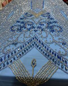 High End Couture Beaded Embroidery <b>Fabric</b> with Crystal Floral Lace Pattern for Dress Evening Designer Fashion <b>Fabric</b> Material - Product Image 2