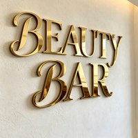 Letrero de Lujo para Barbería y Salón de Uñas, Logotipo Comercial 3D Personalizado, Adhesivo de Pared, Letras de Canal Acrílicas Doradas para Decoración