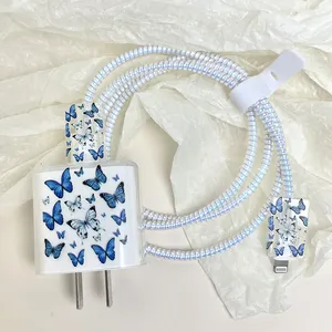 เคสป้องกันสายเคเบิล USB เคสชาร์จเร็วสำหรับ iPhone 18W/20W ที่หมุนหัวฝาครอบสายไฟน่ารักผีเสื้อสีสันสดใส - Product Image 4