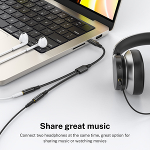 Type C Male To 2 3.5mm Female Headphone <strong>Audio</strong> Splitter 20cm AUX <strong>Jack</strong> Cable, Compatible With Pixel 7 6 By OEM ODM Manufacture - Product Image 5