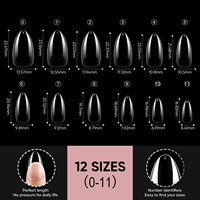 Hanyi Pointes d'ongles liquides souples de haute qualité 600 pièces 12 tailles par boîte Couverture complète Extension Gel Court Stiletto LED Vegan Non-toxique
