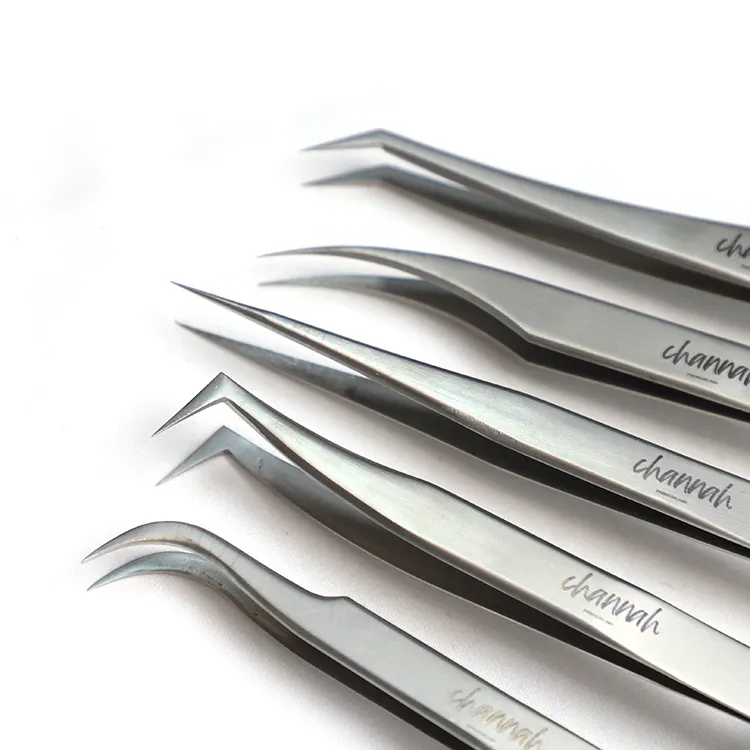 Volume Lash Tweezers Professional Stainless Steel Curved L Angled Tips Eyelash Extension Volume 90 Degree Tweezers