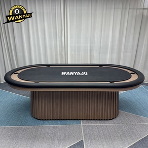 Mesa de Póker de Madera de Roble Macizo de Alta Calidad para Sala de Estar de Villa, Mesa de Ajedrez y Cartas con Cuero Negro y Portavasos de Acero - Product Image 1