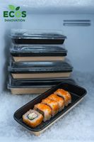 Récipients à sushi en papier jetables avec couvercle pour les dépanneurs Boîte à emporter pour sushi Plateau à sushi jetable Assiette à hot-dog