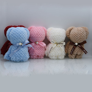 Bán Buôn Màu Đỏ Màu Hồng Màu Xanh Trắng Cà Phê Nâu San Hô Lông Cừu Gấu Bông Khăn 30*30Cm 35*75Cm Quà Tặng Đám Cưới Khăn Đặt Trong Hộp Quà Tặng - Product Image 3