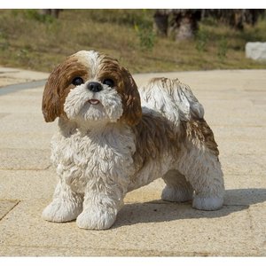 Custom Bruin En Wit Standing Garden Indoor Outdoor Decoratieve Sculptuur Mooie Trinket Dier Hond Puppy Standbeeld Hars Beeldje - Product Image 4