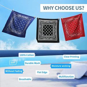 Commercio all'ingrosso di Alta Qualità 22 ''Piazza del Cotone di Paisley Stampa Sciarpa Maschera Fazzoletto Faccia Bandane Protezione - Product Image 6