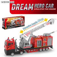 Camion de pompiers géant à friction avec pulvérisation d'eau, lumières et sons pour enfants