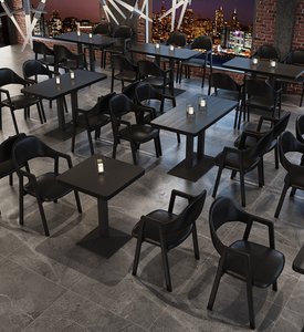 Ensemble de meubles de <span class=keywords><strong>restaurant</strong></span> modernes entièrement noirs, table à manger minimaliste en noir mat et fauteuils sculpturaux - Product Image 2