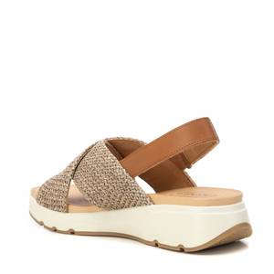 Carmela Women's Low Sandal Beige Leather <b>Flat</b> Sandals - Product Image 3