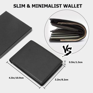 กระเป๋าสตางค์หนังแท้สำหรับผู้ชาย แบบพับสองตอน ป้องกัน RFID ช่องใส่บัตรหลายช่อง สไตล์คลาสสิก ใช้ได้ทุกวัน - Product Image 3