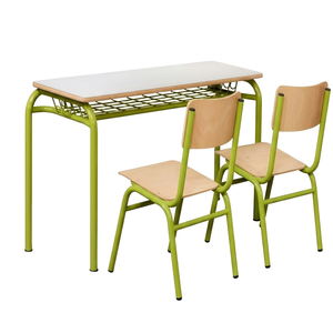 Bureau d'école double en <span class=keywords><strong>bois</strong></span> <span class=keywords><strong>ancien</strong></span> de Chine pour étudiants, avec chaise empilable - Product Image 4