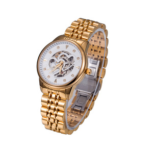 Reloj Mecánico Automático de Lujo para Mujer |   Reloj de pulsera para mujer con esfera dorada y diseño de esqueleto, resistente al agua - Product Image 6