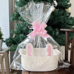 Cesto portaoggetti a forma di ellisse in corda di cotone intrecciata, ecologico e moderno, con manici, per giocattoli di bambini e bambine - Regalo di Pasqua - Product Image 5