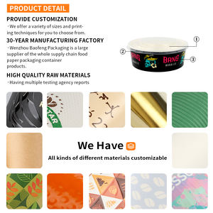 Ciotola di carta Kraft quadrata biodegradabile 46oz con coperchio contenitore cibo stampato personalizzato per zuppa insalata da asporto imballaggio ecologico - Product Image 5