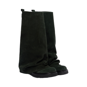 Stivali da <span class=keywords><strong>Donna</strong></span> al Ginocchio in Ecopelle Marrone con Manica Arricciata e Risvolto Oversize Suola a Blocco Stivali <span class=keywords><strong>Casual</strong></span> da Festa alla Moda - Product Image 2